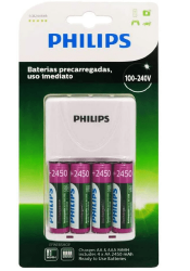 CARREGADOR DE PILHAS PHILIPS COM 4 PILHAS