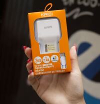 CARREGADOR KAIDI TOMADA + CABO USB V8 2USB/ MICRO 2.4  KD-605S