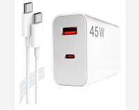 CARREGADOR DE CELULAR IPHONE TURBO 45W USB+USB-C C/ CABO LEHMOX LE-405