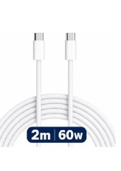 CABO CARREGADOR USB-C PARA USB-C 2 METROS 60W CARGA RÁPIDA PD FLEXÍVEL RESISTENTE COMPATÍVEL IPHONE 17 16 15 PRO SAMSUNG